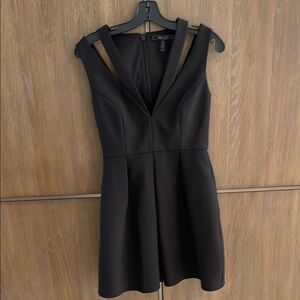 BCBGMaxAzria Black Plunge Fit and Flare Mini Dress